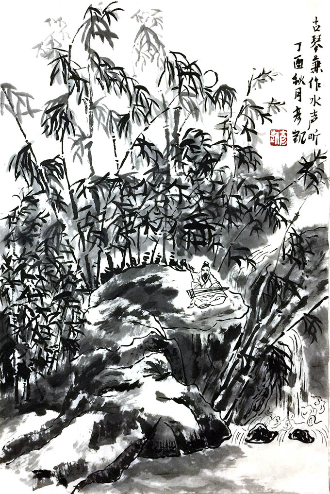 郭彦凯 12岁 国画《古琴兼作水声听》.jpg